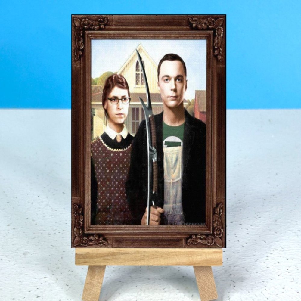 American Gothic Painting Parody The Big Bang Theory Refrigerator Locker Magnet